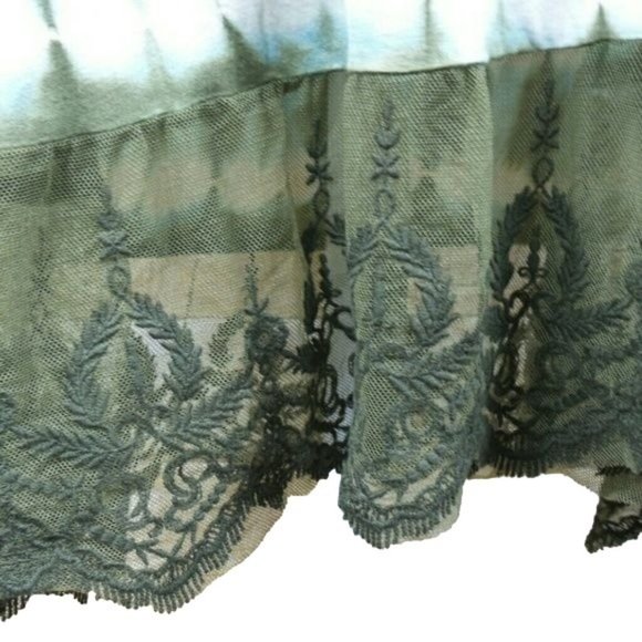 XL ONLY Umgee tie dye lace trim tunic tank green blue - Picture 4 of 4